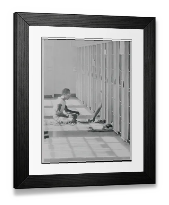 Framed Print : Truety Orderly Playing Cards with a Jailed Inmate Through Bars Framed Print : Truety Orderly Playing Cards with a Jailed Inmate Through Bars