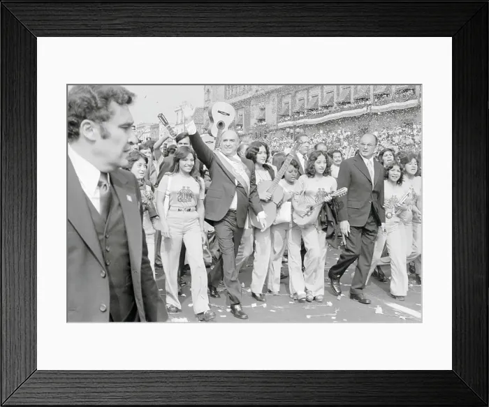 Framed Print : Jose Lopez Portillo and Luis Echeverria Walking with Crowd Framed Print : Jose Lopez Portillo and Luis Echeverria Walking with Crowd