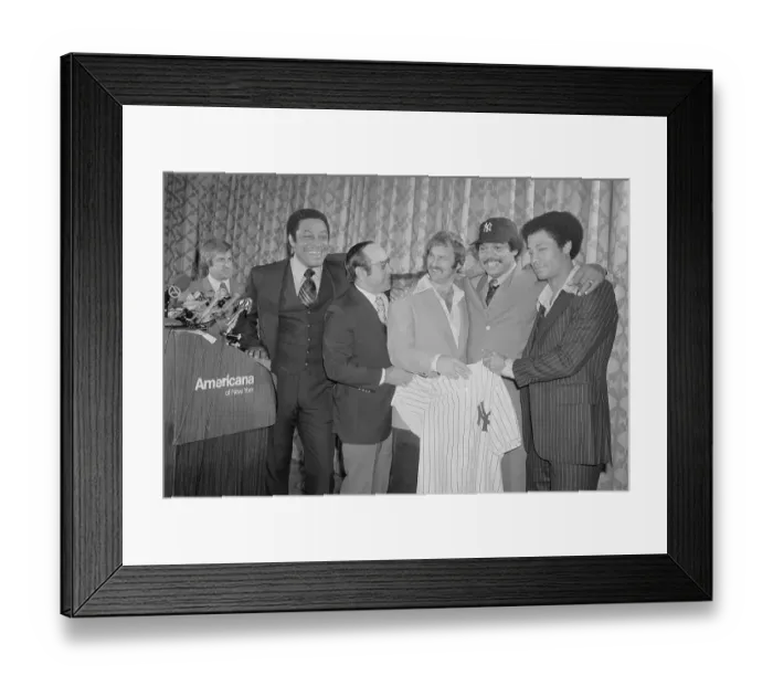 Framed Print : Reggie Jackson Posing with Teammates Framed Print : Reggie Jackson Posing with Teammates