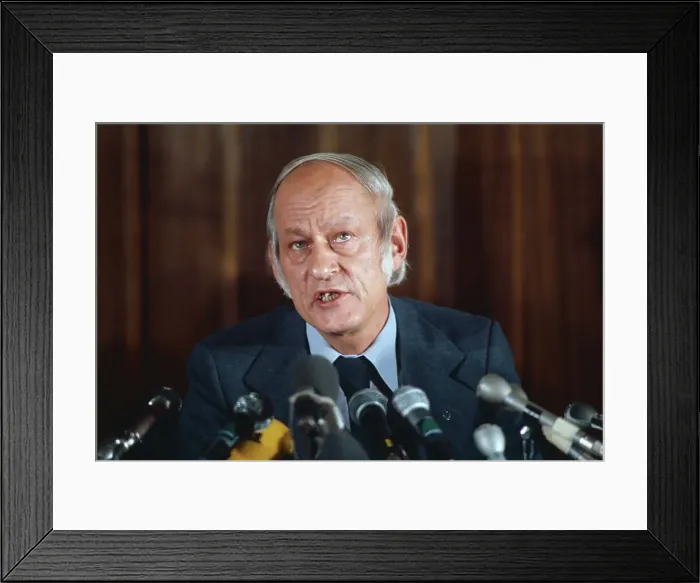 Framed Print : Rene Levesque at Microphones Framed Print : Rene Levesque at Microphones