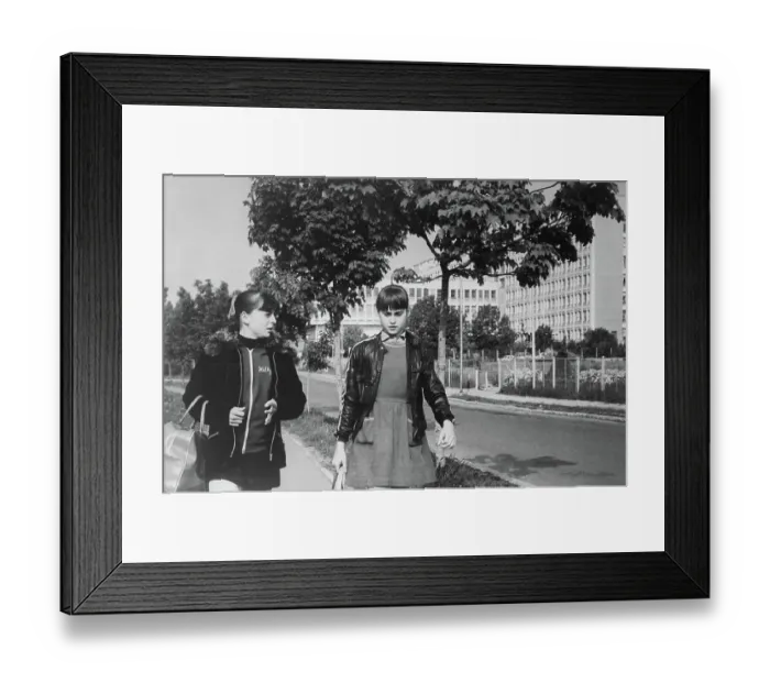 Framed Print : Nadia Comaneci and Friend Walking on Street Framed Print : Nadia Comaneci and Friend Walking on Street