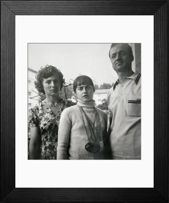 Framed Print : Portrait of Nadia Comaneci with Her Parents Framed Print : Portrait of Nadia Comaneci with Her Parents