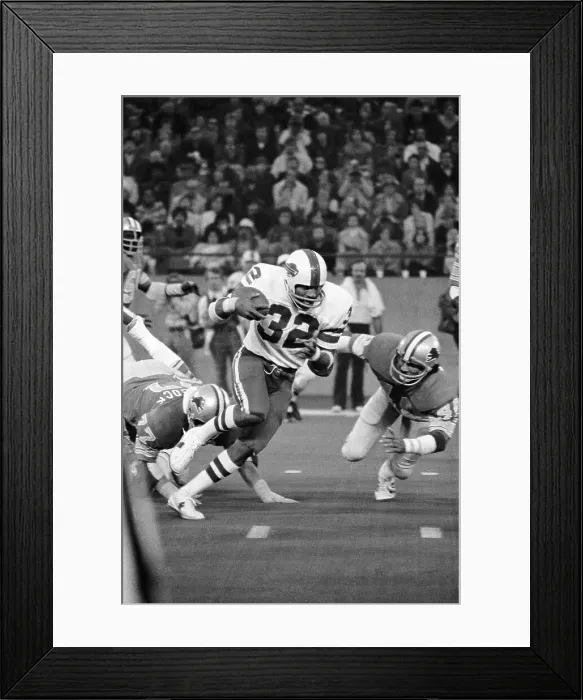 Framed Print : O.J. Simpson with Ball as He's Chased by Detroit Lions Framed Print : O.J. Simpson with Ball as He's Chased by Detroit Lions