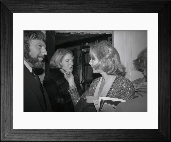 Framed Print : Lauren Bacall Chucking Ingrid Bergman Under the Chin Framed Print : Lauren Bacall Chucking Ingrid Bergman Under the Chin