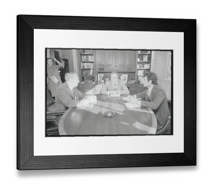 Framed Print : Transition Teams Conversing at Table