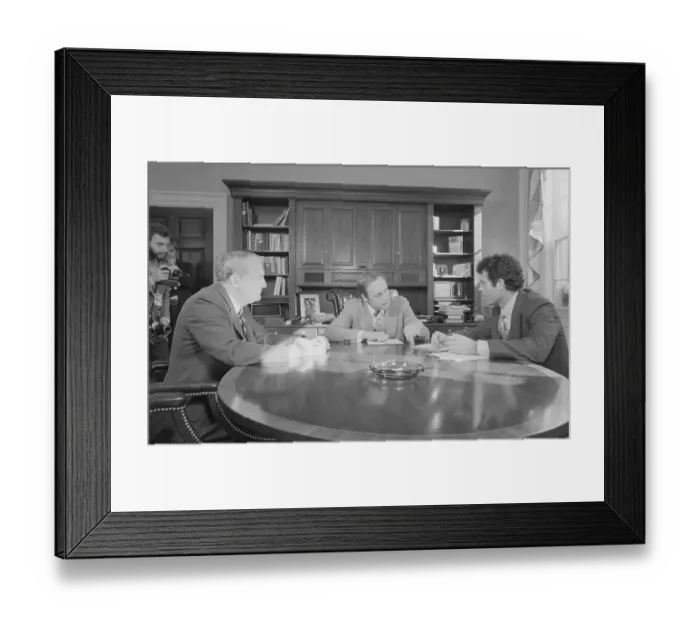 Framed Print : Transition Teams Conversing at Table