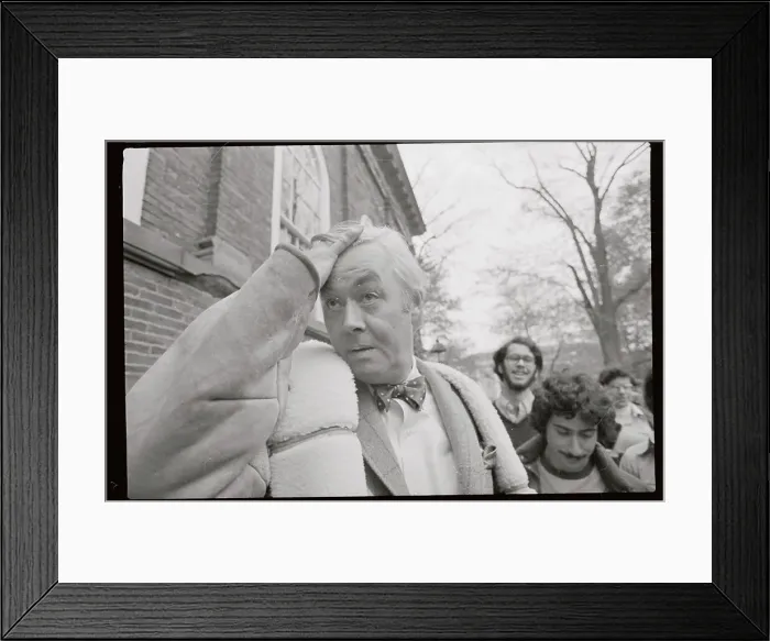 Framed Print : Daniel Moynihan Runs Fingers Through Hair While Speaking to Reporters Framed Print : Daniel Moynihan Runs Fingers Through Hair While Speaking to Reporters