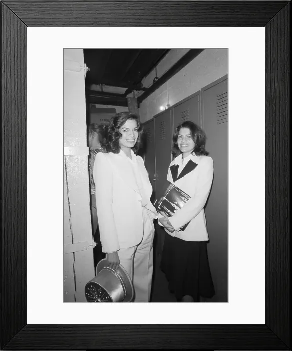 Framed Print : Bianca Jagger and Sister Backstage Framed Print : Bianca Jagger and Sister Backstage