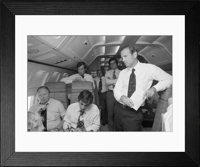 Framed Print : James a Baker and Staff Aboard Air Force One