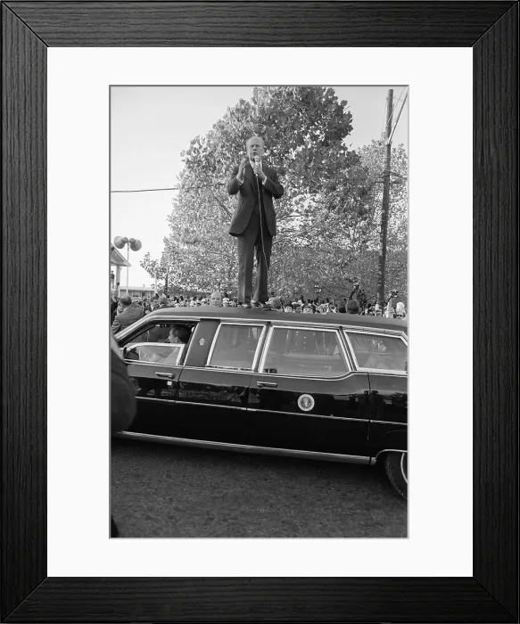 Framed Print : President Ford Campaigning From Top of Limousine Framed Print : President Ford Campaigning From Top of Limousine