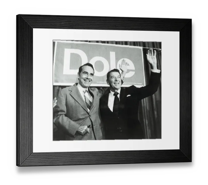 Framed Print : Robert Dole and Ronald Reagan Waving