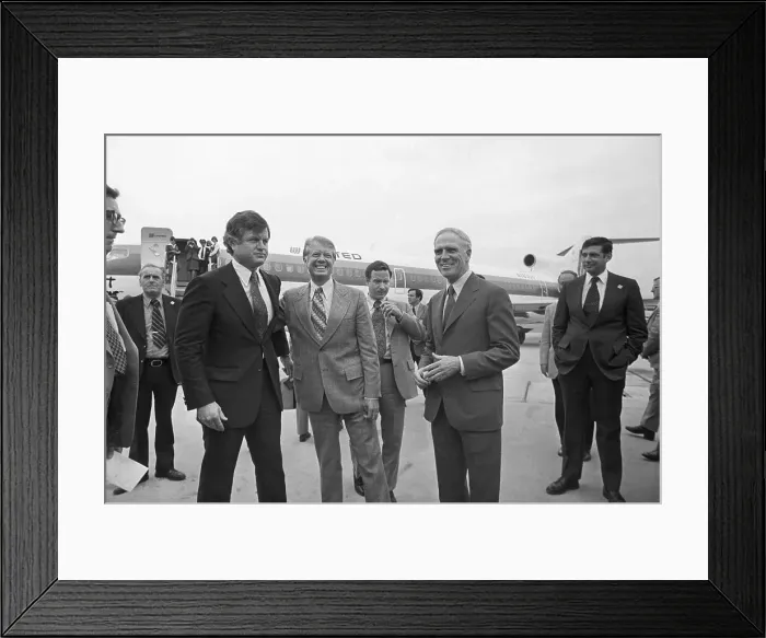 Framed Print : Edward Kennedy and Jimmy Carter near Airplane Framed Print : Edward Kennedy and Jimmy Carter near Airplane