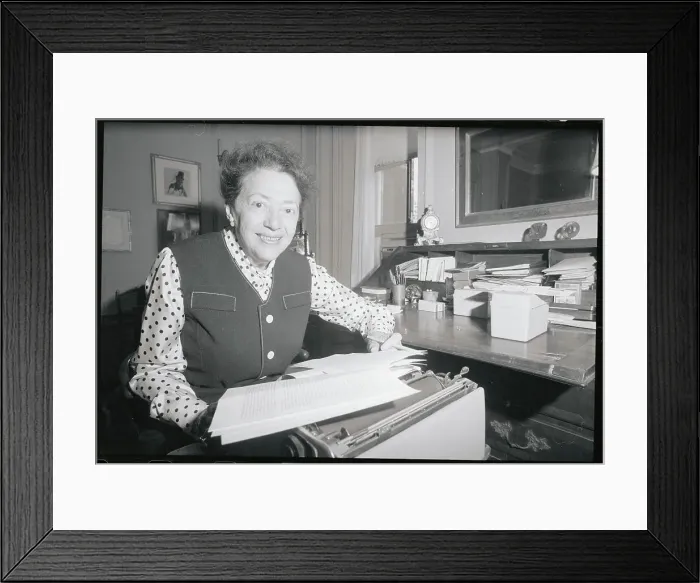 Framed Print : Diana Trilling with Pencil in Hand Framed Print : Diana Trilling with Pencil in Hand