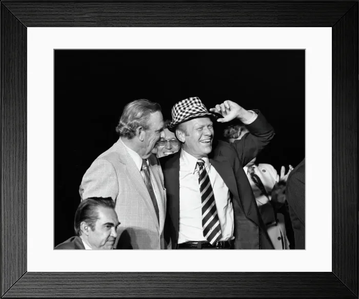 Framed Print : President Gerald Ford Wears Bear Bryant's Hat