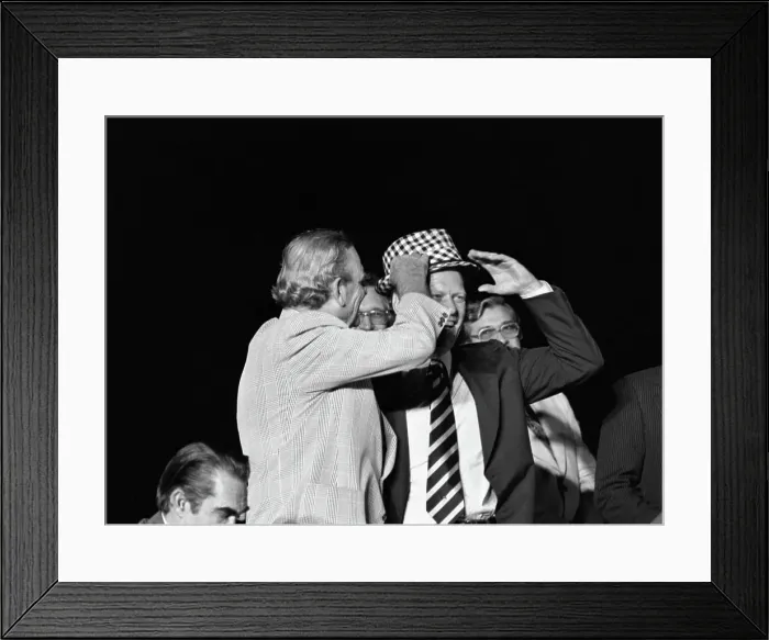 Framed Print : President Gerald Ford Wears Bear Bryant's Hat Framed Print : President Gerald Ford Wears Bear Bryant's Hat