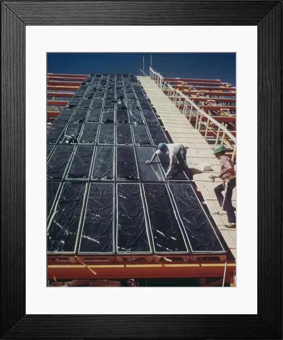 Framed Print : Installation Of Solar Panels, 1976