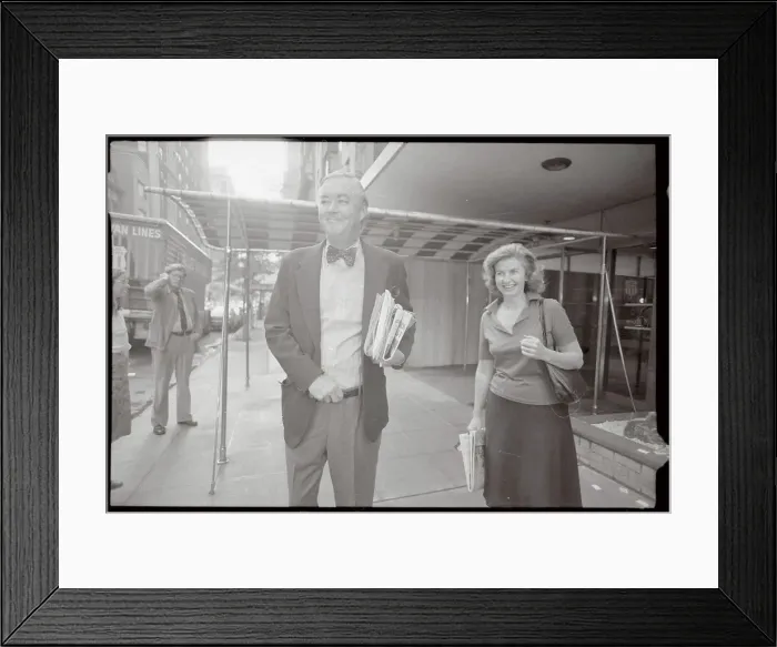 Framed Print : Mr. and Mrs. Daniel Moynihan Leaving Their Apartment Framed Print : Mr. and Mrs. Daniel Moynihan Leaving Their Apartment