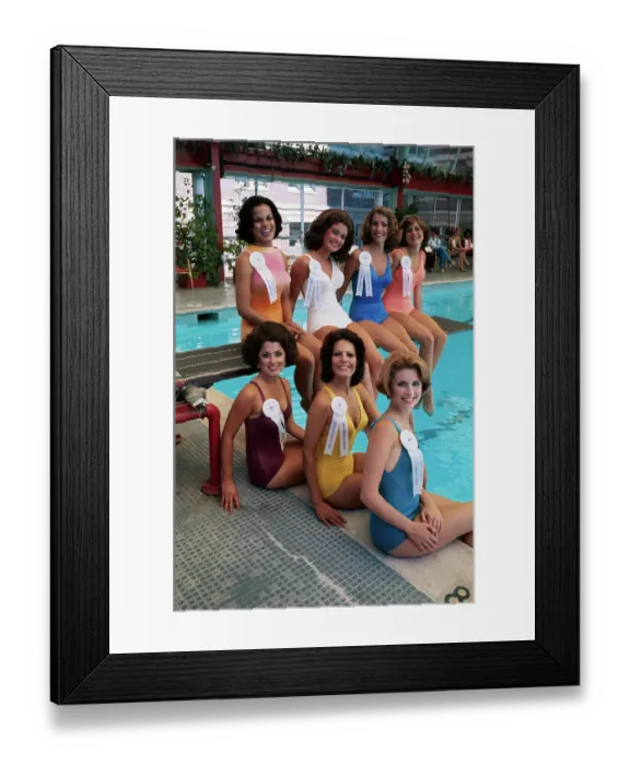 Framed Print : Beauty Contestants at Swimming Pool Framed Print : Beauty Contestants at Swimming Pool