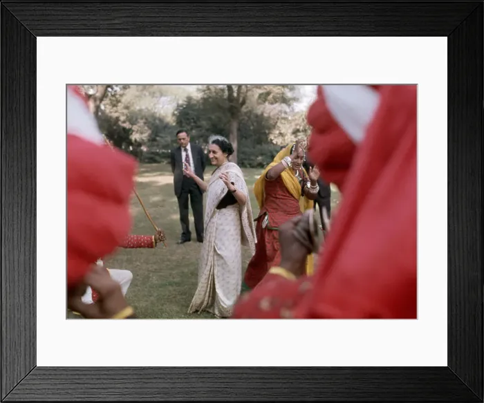 Framed Print : Indira Gandhi Dancing with Folk Dancers Framed Print : Indira Gandhi Dancing with Folk Dancers