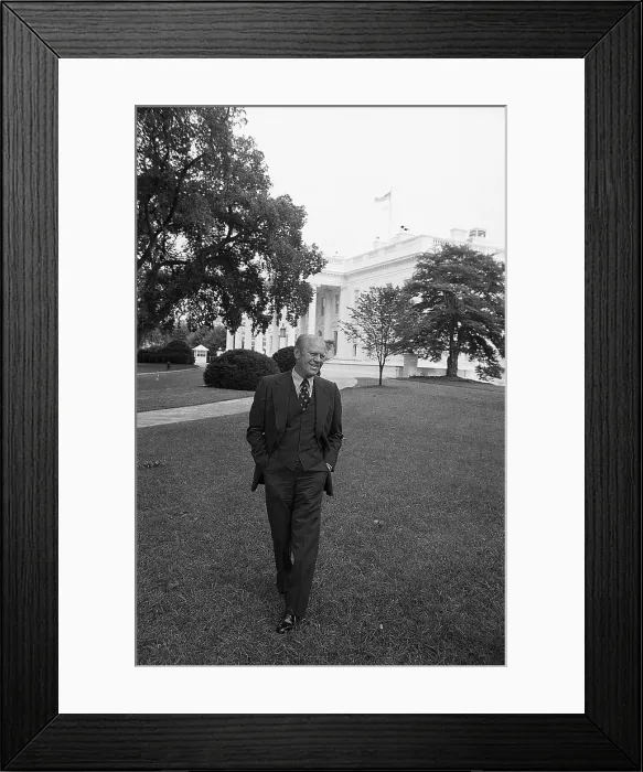Framed Print : Gerald Ford Walking on White House Lawn