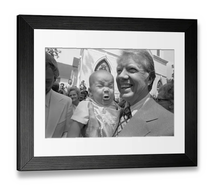 Framed Print : Jimmy Carter Holds Crying Baby Framed Print : Jimmy Carter Holds Crying Baby