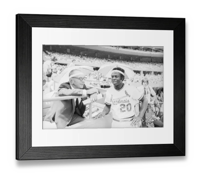 Framed Print : August A. Busch, Jr.and Lou Brock Wearing Umbrella Hats Framed Print : August A. Busch, Jr.and Lou Brock Wearing Umbrella Hats