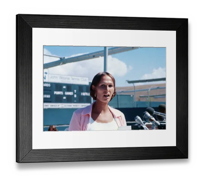 Framed Print : Renee Richards at Press Conference Framed Print : Renee Richards at Press Conference
