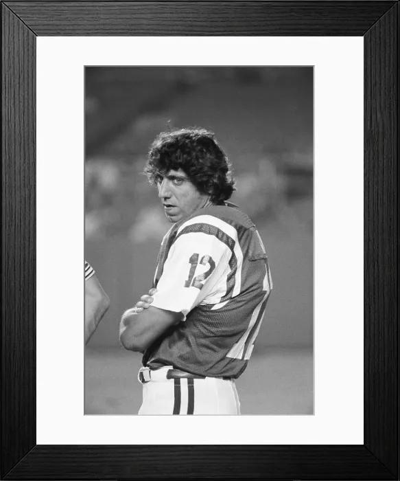 Framed Print : Jets Quarterback Joe Namath Watches Game Framed Print : Jets Quarterback Joe Namath Watches Game