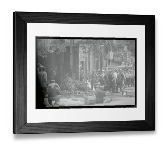 Framed Print : Woman and Children Surrendering to Police Framed Print : Woman and Children Surrendering to Police