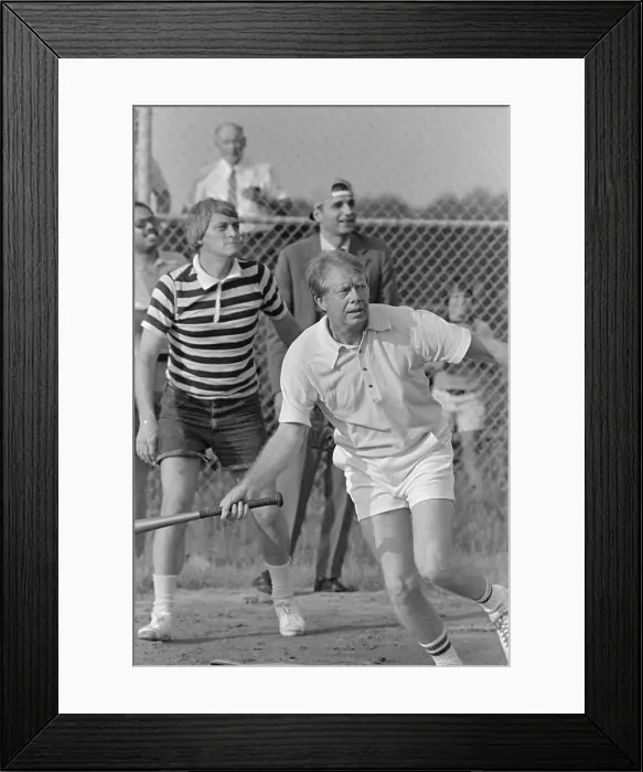 Framed Print : Jimmy Carter Playing Softball Framed Print : Jimmy Carter Playing Softball