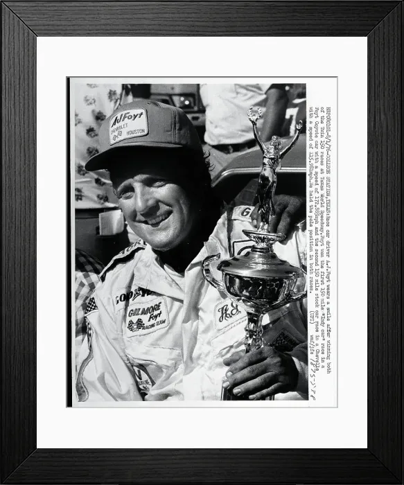 Framed Print : A.J. Foyt Holding Racing Trophy Framed Print : A.J. Foyt Holding Racing Trophy