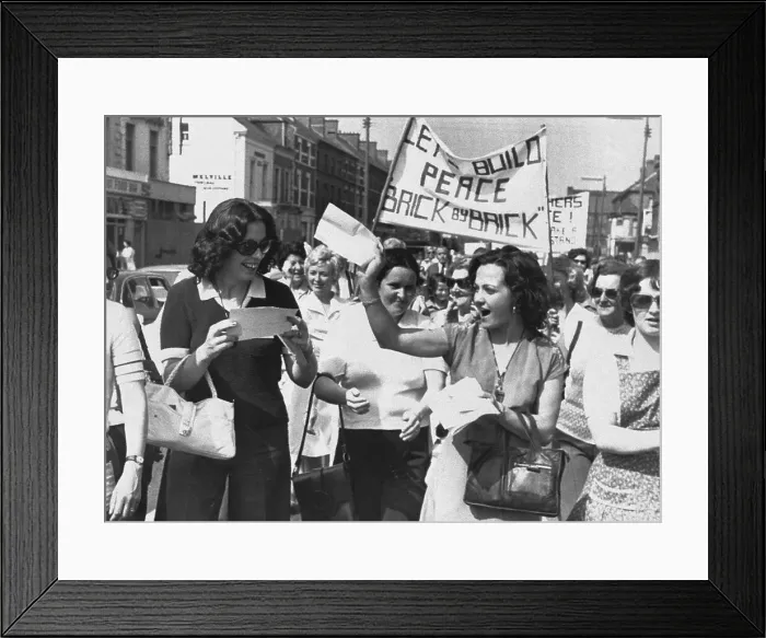 Framed Print : Mairead Corrigan and Supporters at Women for Peace Rally
