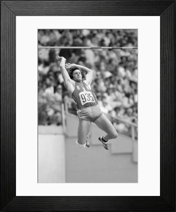 Framed Print : Bruce Jenner Clearing a Bar Framed Print : Bruce Jenner Clearing a Bar