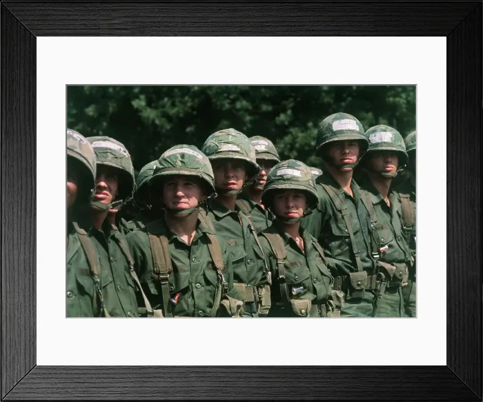 Framed Print : Female Soldiers in Green Uniforms Framed Print : Female Soldiers in Green Uniforms