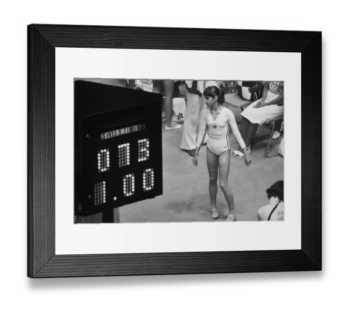 Framed Print : Nadia Comaneci Pausing During Olympic Trials Framed Print : Nadia Comaneci Pausing During Olympic Trials