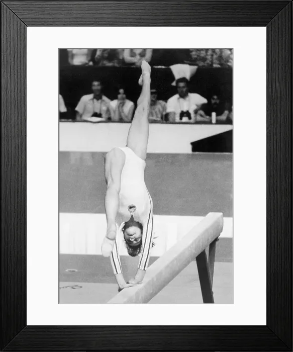 Framed Print : Nadia Comaneci Performing on the Beam