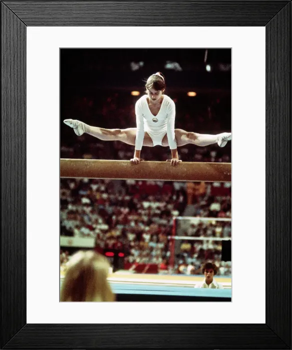 Framed Print : Nadia Comaneci Making Difficult Balance Beam Stretch Framed Print : Nadia Comaneci Making Difficult Balance Beam Stretch