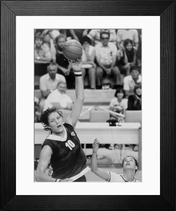 Framed Print : Russia and Czechoslovakia Women's Basketball Game in Action Framed Print : Russia and Czechoslovakia Women's Basketball Game in Action