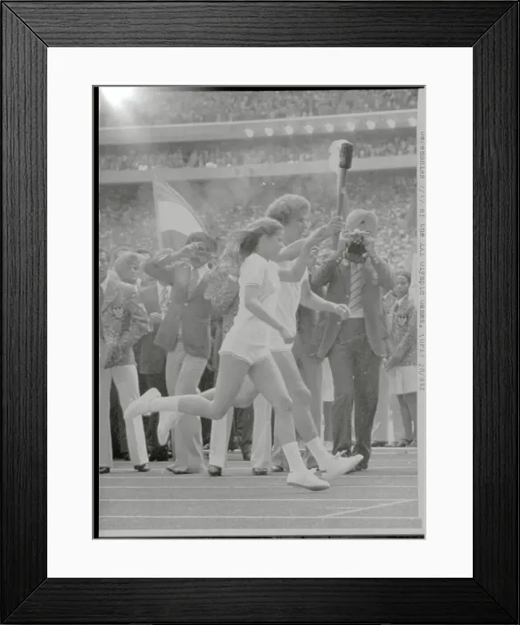 Framed Print : Olympians Carrying the Torch onto Olympic Grounds Framed Print : Olympians Carrying the Torch onto Olympic Grounds