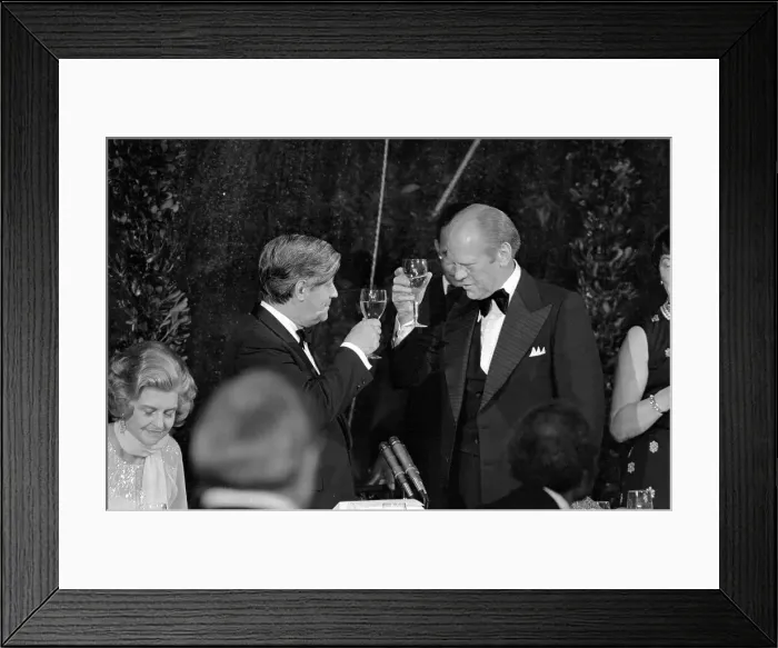 Framed Print : Gerald Ford and Helmut Schmidt Raising Their Glasses Framed Print : Gerald Ford and Helmut Schmidt Raising Their Glasses