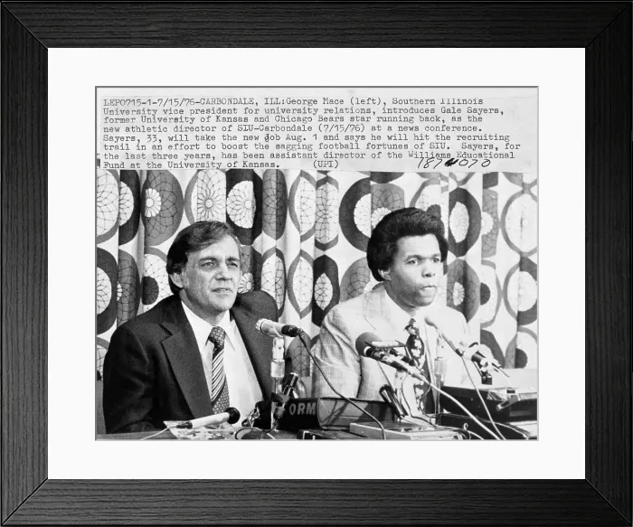 Framed Print : Gale Sayers Being Introduced as the New Athletic Director of University of Illinois-Carbondale Framed Print : Gale Sayers Being Introduced as the New Athletic Director of University of Illinois-Carbondale