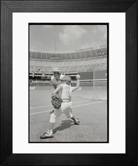 Framed Print : Pete Rose Playing with Son