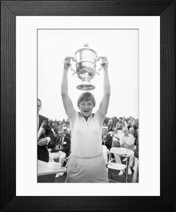 Framed Print : Joanne Carner Holding Trophy Above Her Head Framed Print : Joanne Carner Holding Trophy Above Her Head