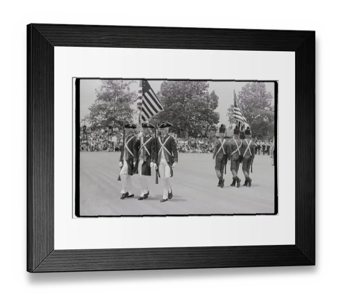 Framed Print : Three-Man Color Guards for Bicentennial Celebration Framed Print : Three-Man Color Guards for Bicentennial Celebration