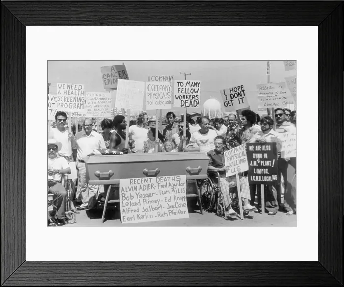 Framed Print : Asbestos Workers Protesting Framed Print : Asbestos Workers Protesting