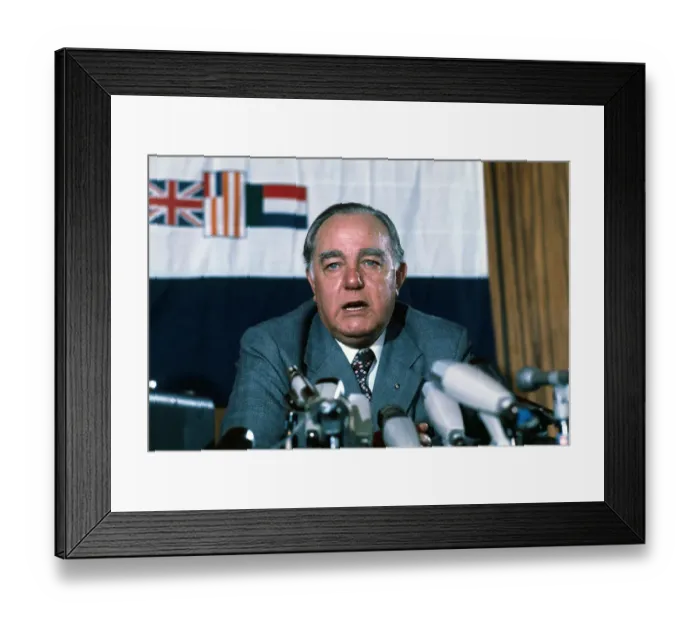 Framed Print : John Vorster at Press Conference Framed Print : John Vorster at Press Conference