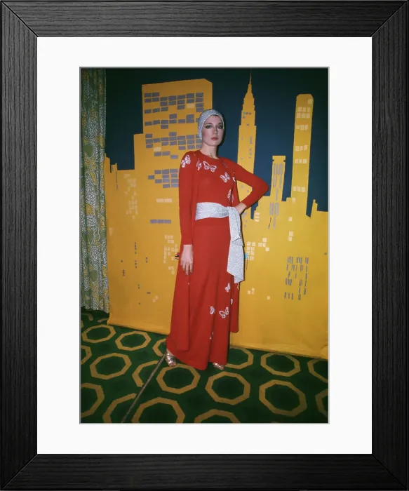Framed Print : A Model In A Red Dress