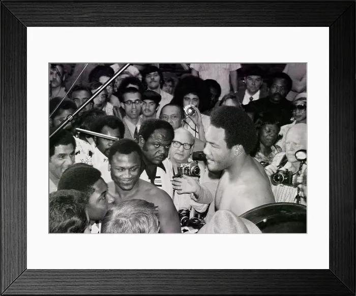 Framed Print : George Forman and Joe Frazier at Weigh In Framed Print : George Forman and Joe Frazier at Weigh In