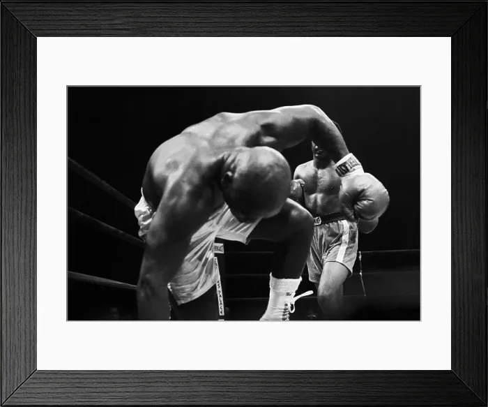 Framed Print : Frazier Falls Into Camera, Foreman Punch Framed Print : Frazier Falls Into Camera, Foreman Punch