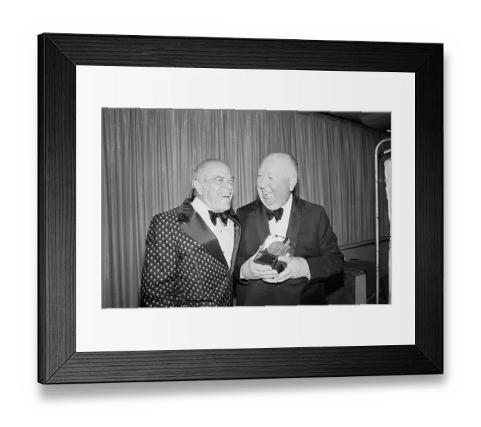Framed Print : Alfred Hitchcock Laughs Backstage Framed Print : Alfred Hitchcock Laughs Backstage